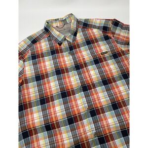 Men's Eddie Bauer Button Up Short Sleeves Plaid Outdoor Shirt XL Classic Fit